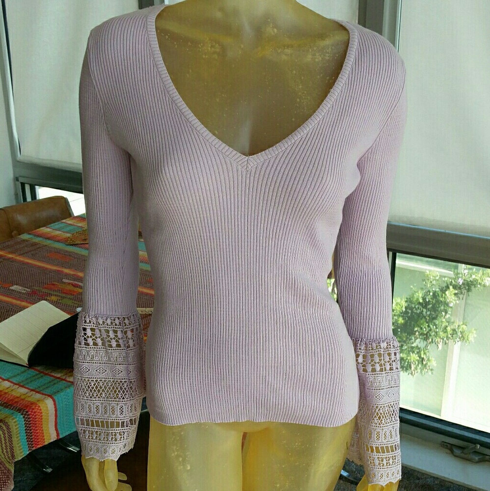 ASOS sweater with crochet bell sleeves